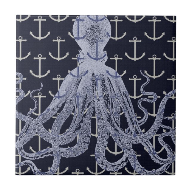 Nautischer Oktopus Fliese (Vorderseite)