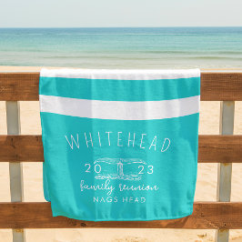 Nautischer Schwanz Streifen Aqua Blue Monogram Strandtuch