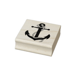 Nautischer schwarzer Anker/Marineschiff Silhouette Gummistempel