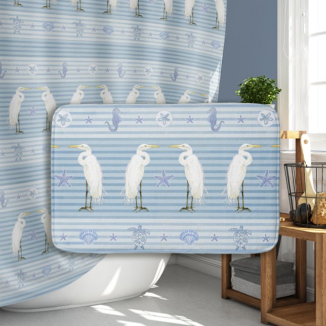 Nautischer Seeschildkröte-Seepferdchen n Silberrei Badematte (Von Creator hochgeladen)