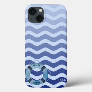 Nautischer Segler Navyblaue Wellen Streifen Case-Mate iPhone Hülle