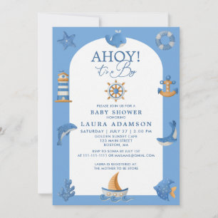Nautischer Segler Ozean Ahoy Es ist ein Junge Baby Einladung