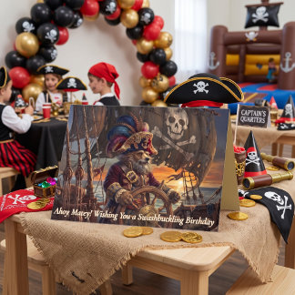 Nautischer Segler-Piratenkapitän-Hundegeburtstag Karte