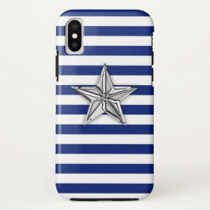 Nautischer Silberstern auf Mustern für Navy Stripe Case-Mate iPhone Hülle