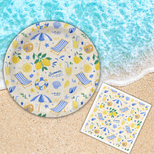 Nautischer Sommer Lemon Cute Pappteller