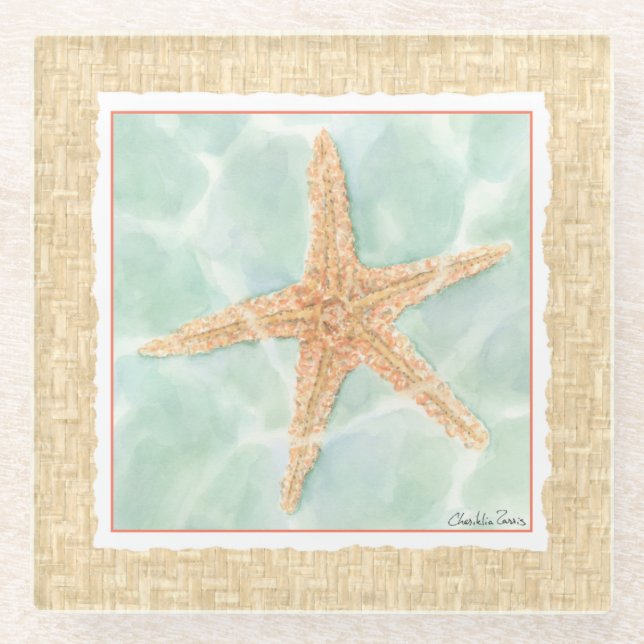Nautischer Starfish im Wasser Glasuntersetzer (Vorderseite)
