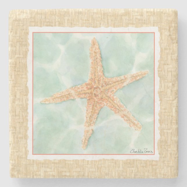 Nautischer Starfish im Wasser Steinuntersetzer (Vorderseite)