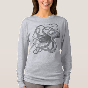 Nautischer Steampunk-Oktopus Vintage-Kraken-Zeichn T-Shirt