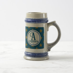 Nautischer Stern Monogramm Familienname Buchstabe Bierglas