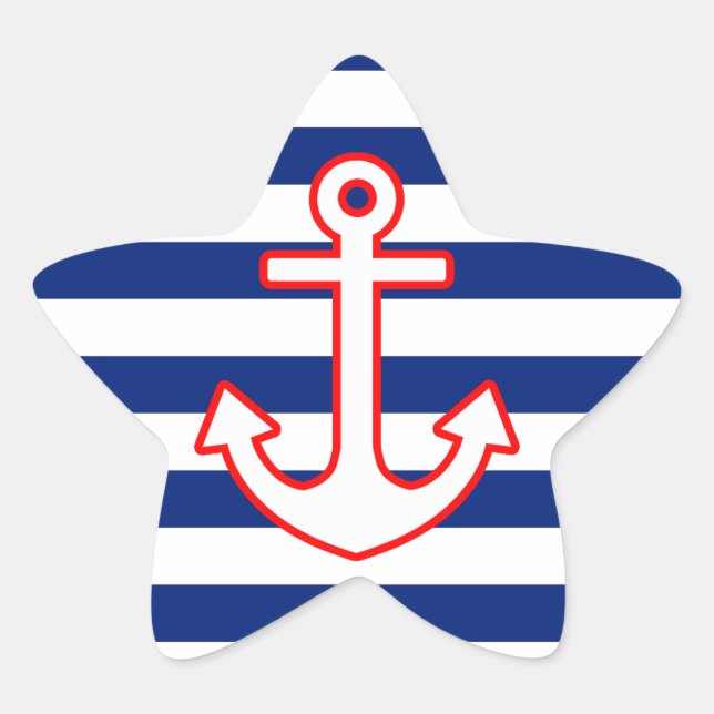 Nautischer Stilkern auf Streifen-Dekoration Stern-Aufkleber (Vorderseite)