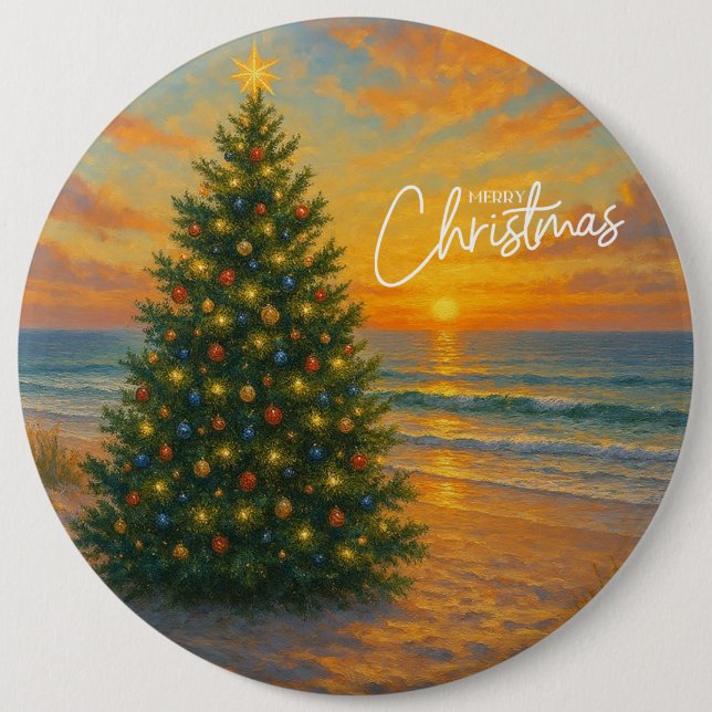 Nautischer/Strand-Weihnachtsbaum-Strand Button (Vorderseite)