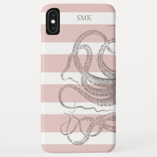 Nautischer Vintage-Steampunk-Oktopus auf rosa Stre Case-Mate iPhone Hülle