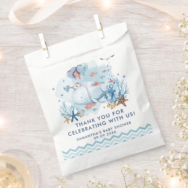 Nautischer Wal unter der Blue Boy Baby Dusche Geschenktütchen (Ausgeschnitten)