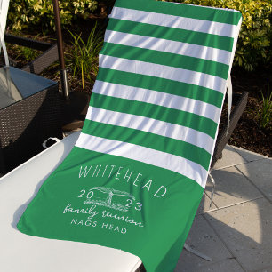 Nautischer Whale Schwanz Streifen Kelly Green Mono Strandtuch