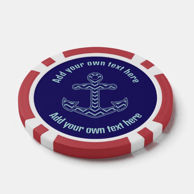 Nautischer Zickzack Ankertext Pokerchips (Einzeln)