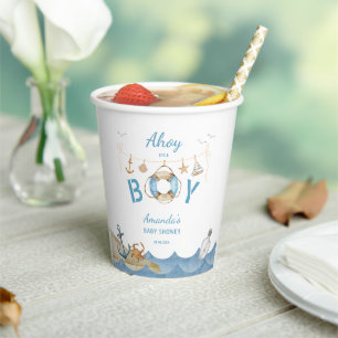 Nautisches Ahoy Es ist ein Junge Baby Shower Pappbecher