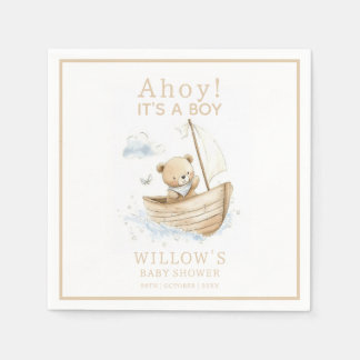 Nautisches Ahoy, es ist ein Junge, Segelboot-Baby- Serviette