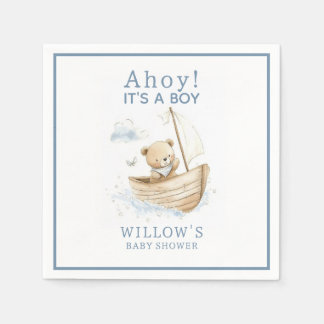 Nautisches Ahoy, es ist ein Junge, Segelboot-Baby- Serviette