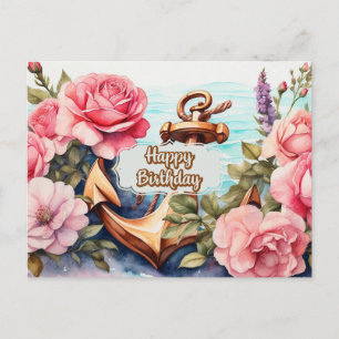 Nautisches Alles Gute zum Geburtstag Ozean, Anker, Postkarte