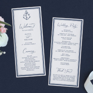 Nautisches Anker-Monogramm-Hochzeit Programm