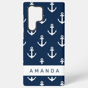 Nautisches Anker-Muster in Navyblau, individuelle Samsung Galaxy Hülle