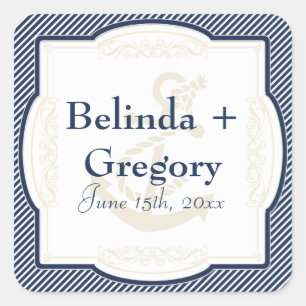 Nautisches Ankerboot Diagonal Streifen wirbeln Mod Quadratischer Aufkleber