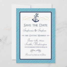 Nautisches Ankerboot Diagonal Streifen wirbeln Mod Save The Date