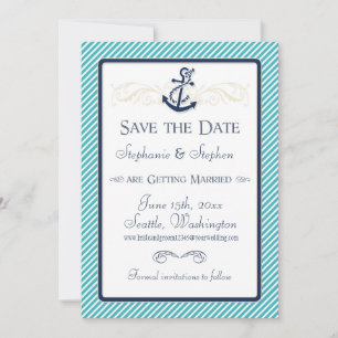 Nautisches Ankerboot Diagonal Streifen wirbeln Mod Save The Date