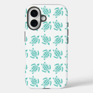 Nautisches Aqua-Blau-Meeresschildkröten-Muster  iPhone 16 Hülle
