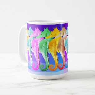 Nautisches Aquamarin/Rosa/Blau/Gold/Silber-Seepfer Kaffeetasse