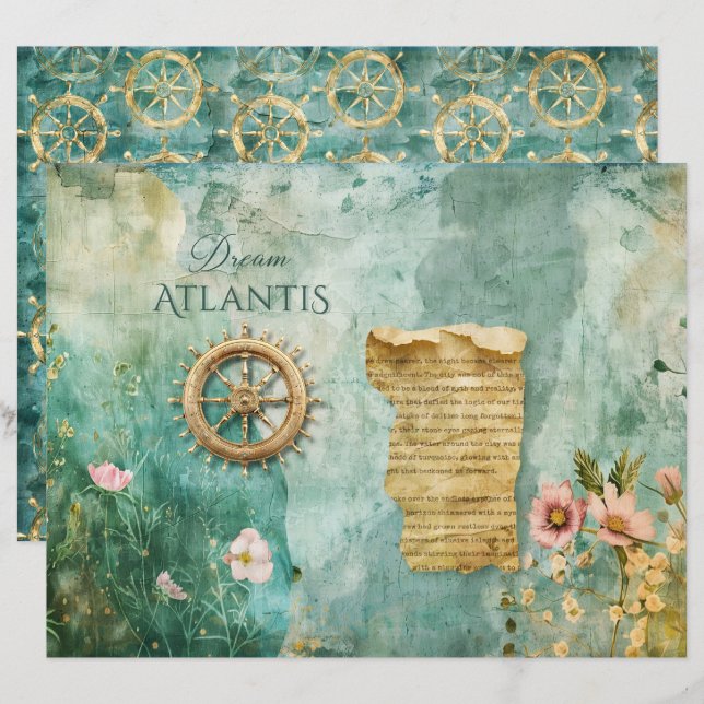 Nautisches Aquamarines Scrapbook-Papier für den Me (Vorne/Hinten)