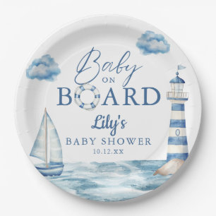 Nautisches Babyshower 'Baby an Bord' Pappteller