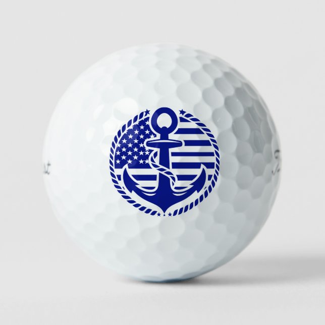 Nautisches Blau Anker Golfball (Vorderseite)