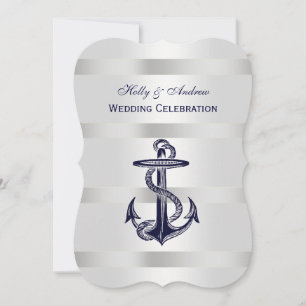 Nautisches Blau Anker Silber Gewicht BG V Hochzeit Einladung