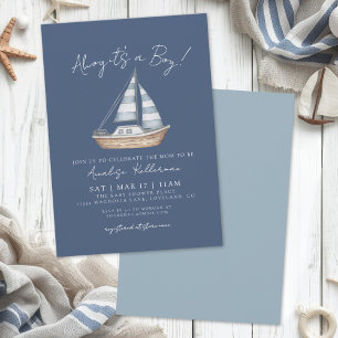 Nautisches Blau Jungen-Baby-Party Einladung