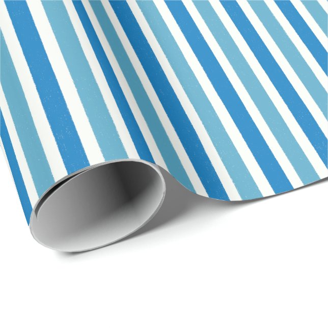 Nautisches Blau-Streifenmuster Geschenkpapier (Rolleneckpunkt)