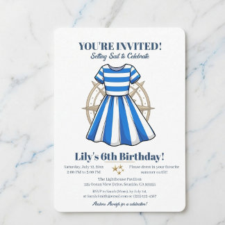 Nautisches blau-weißes Matrosen-Kleid Party-Einlad Einladung