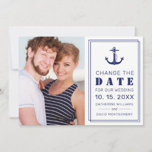 Nautisches blaues AnkerFoto ändern das Datum Save The Date