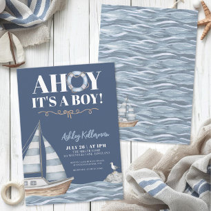 Nautisches Blaues Baby Boy Baby Shower Einladung