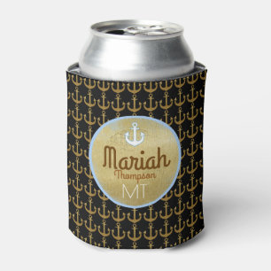 nautisches Boot goldene Anker mit Monogramm Dosenkühler