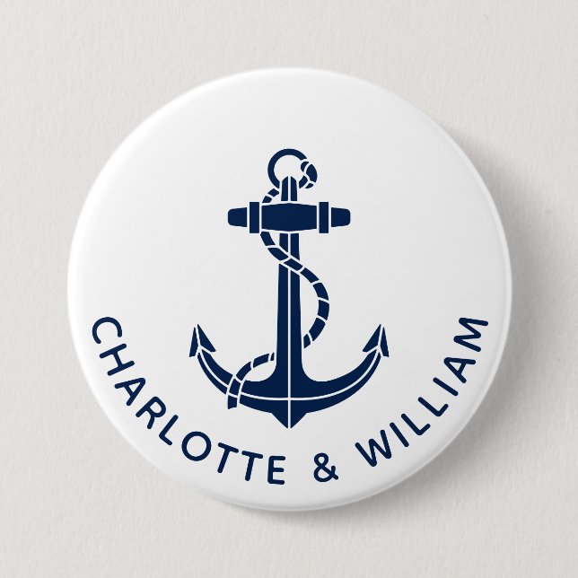 Nautisches Bootsanker-Strand-Hochzeitsgeschenke Button (Vorderseite)