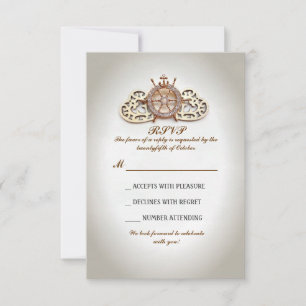 nautisches Bootssteuer und Liebesherzen Hochzeit R RSVP Karte