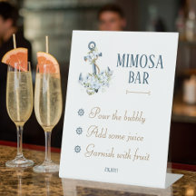 Nautisches Brautparty-Mimosa-Bar-Tischschild