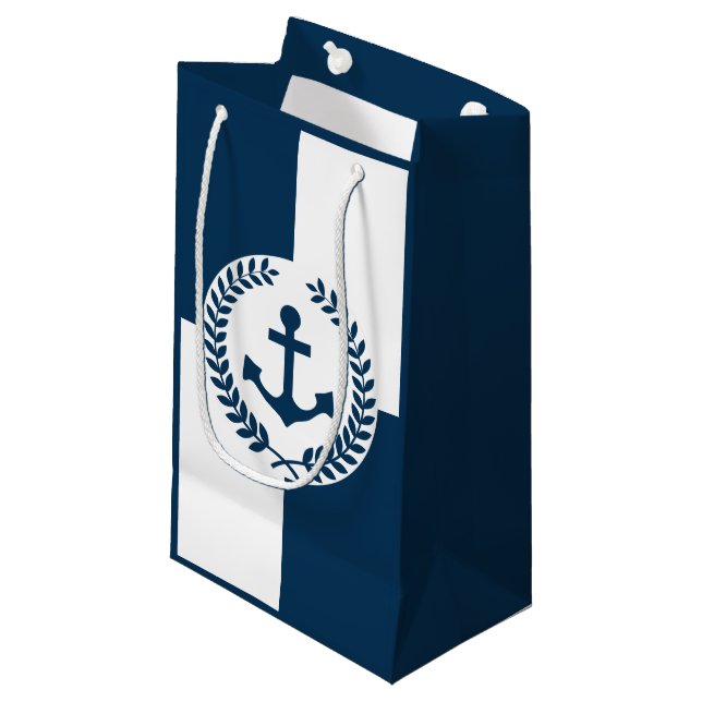 Nautisches Design Kleine Geschenktüte (Vorderseite Schrägansicht)