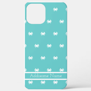 Nautisches Design mit weißer Krabbe auf Aquamarine Case-Mate iPhone Hülle