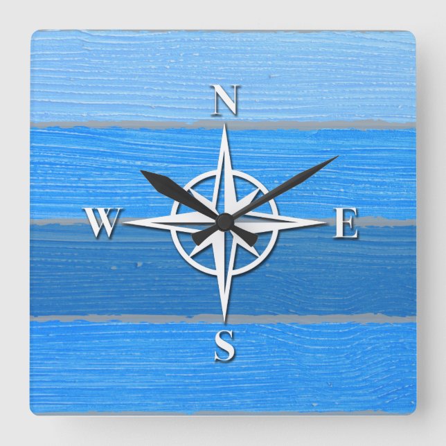 Nautisches Design Quadratische Wanduhr (Vorderseite)