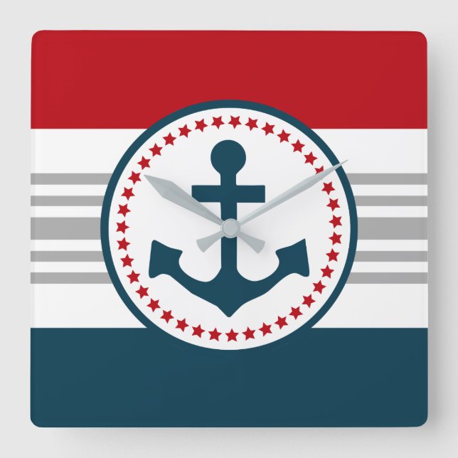 Nautisches Design Quadratische Wanduhr (Vorderseite)