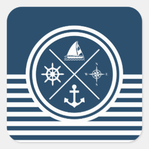 Nautisches Design Quadratischer Aufkleber
