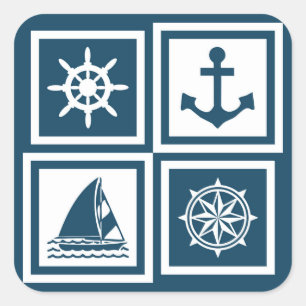 Nautisches Design Quadratischer Aufkleber