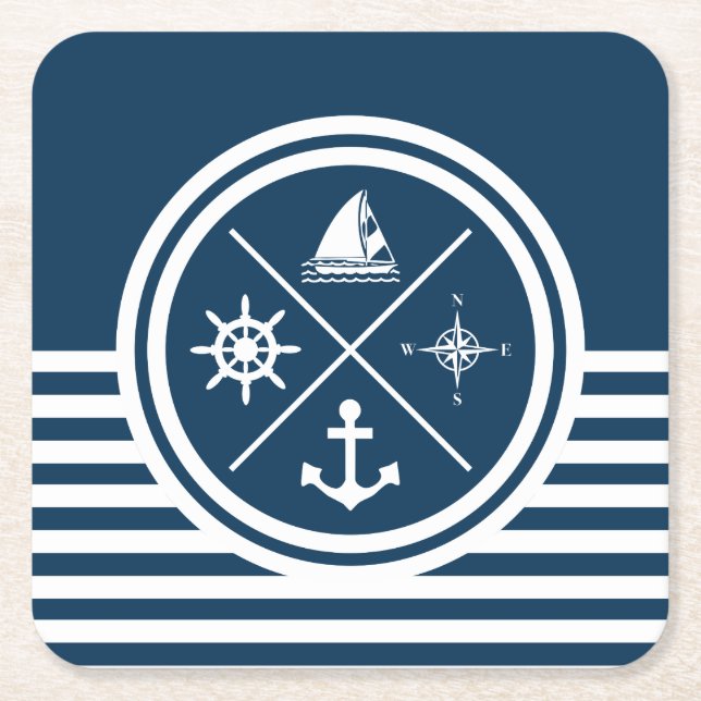 Nautisches Design Rechteckiger Pappuntersetzer (Vorderseite)